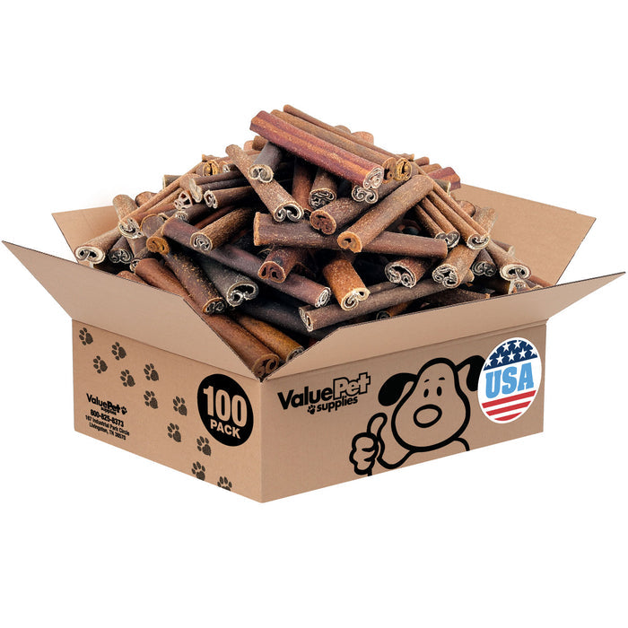 ValueBull USA Beef Collagen Sticks for Dogs, 6 Inch Jumbo Chews, 100 Count Bulk Pack - Jumbo - 100 Sticks