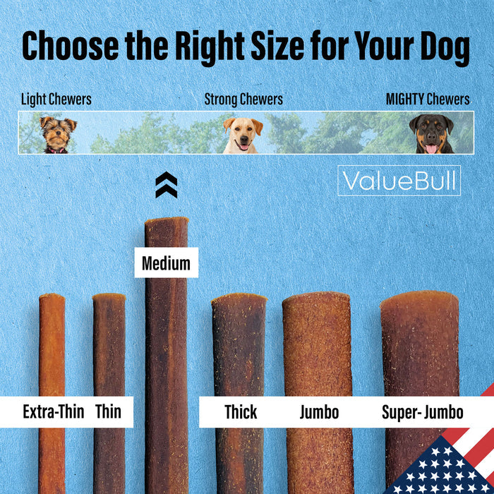 ValueBull USA Beef Collagen Sticks for Dogs, 6 Inch Medium Chews, 25 Count - Medium - 25 Sticks