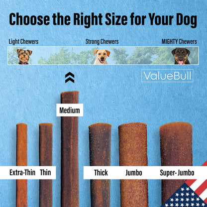 ValueBull USA Beef Collagen Sticks for Dogs, 6 Inch Medium Chews, 25 Count - Medium - 25 Sticks