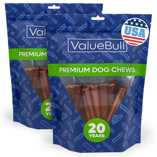 ValueBull USA Beef Collagen Sticks for Dogs, 6 Inch Medium Chews, 50 Count - Medium - 50 Sticks