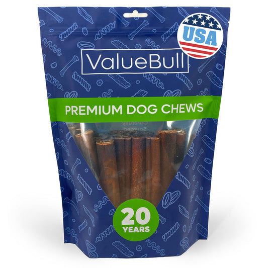 ValueBull USA Beef Collagen Sticks for Dogs, 6 Inch Thick Chews, 25 Count - Thick - 25 Sticks