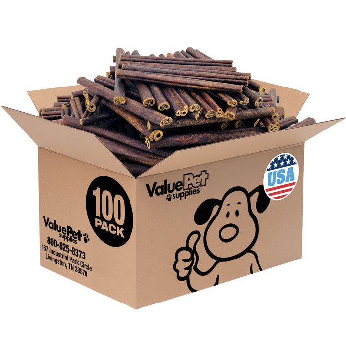 ValueBull USA Beef Collagen Sticks for Dogs, 6 Inch Thin Chews, 100 Count Bulk Pack - Thin - 100 Sticks
