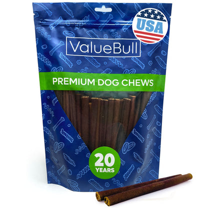ValueBull USA Beef Collagen Sticks for Dogs, 6 Inch Thin Chews, 50 Count - Thin - 50 Sticks