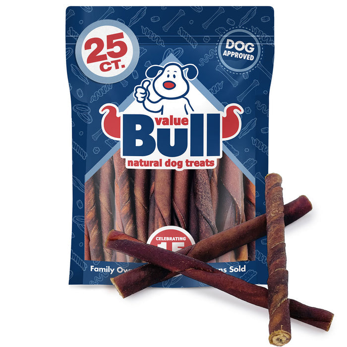 ValueBull USA Beef Collagen Twists Dog Chews, 5 Inch, 25 Count - Twists - 25 Sticks