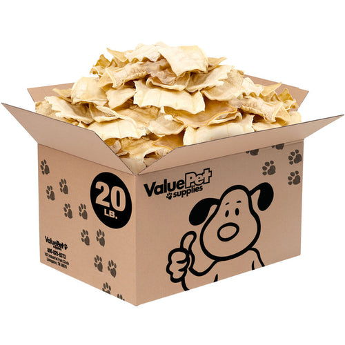 ValueBull USA Beef Rawhide Chips for Dogs, 20 Pound Bulk Pack - Natural - 20 Pound
