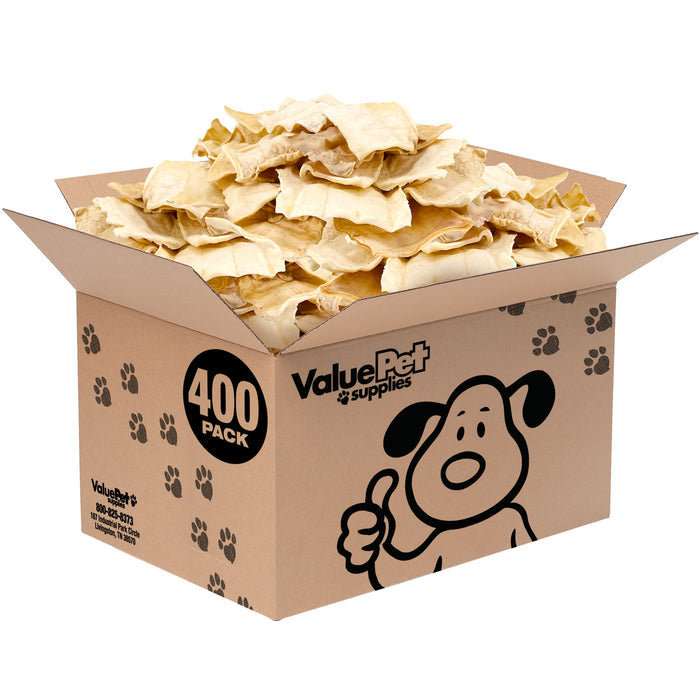ValueBull USA Beef Rawhide Chips for Dogs, 400 Count Bulk Pack - Natural - 400 Chips
