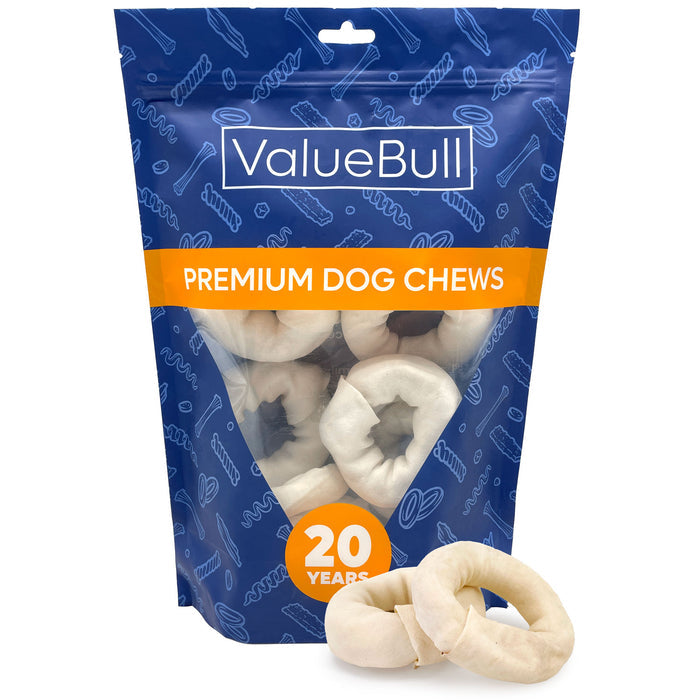 ValueBull USA Beef Rawhide Donut Ring Dog Chews, 10 Count - Donut - 10 Rings