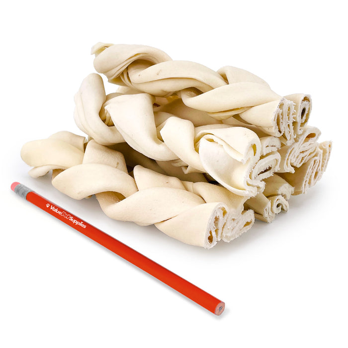 ValueBull USA Beef Rawhide Triple Braid Dog Chew, 6 Inch, 100 Count Bulk Pack - Thick - 100 Braids