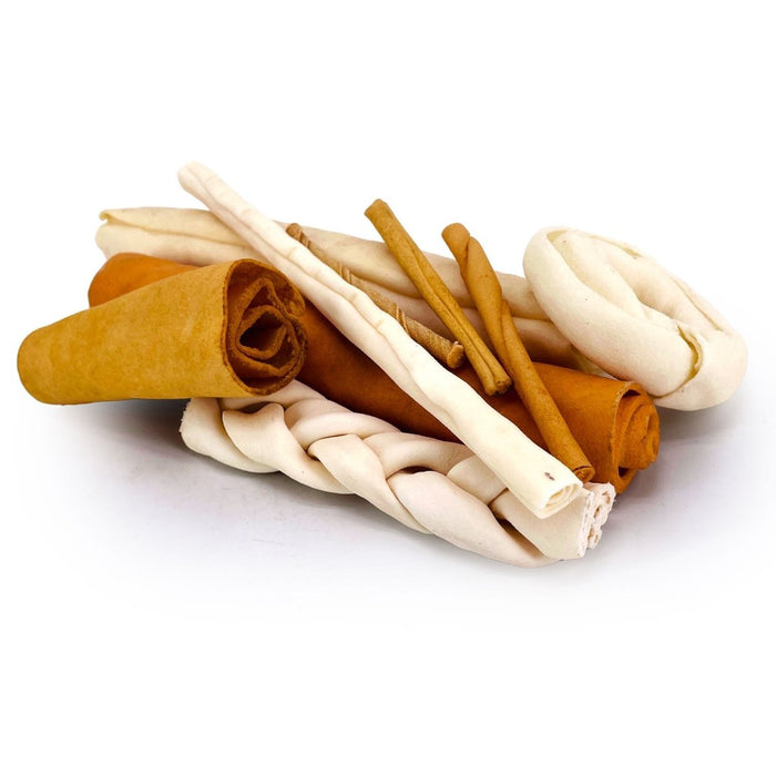 ValueBull USA Beef Rawhide, Varied Mix of Fun Shapes for Dogs, 10 Pound Bulk Pack - Varied - 10 Pound