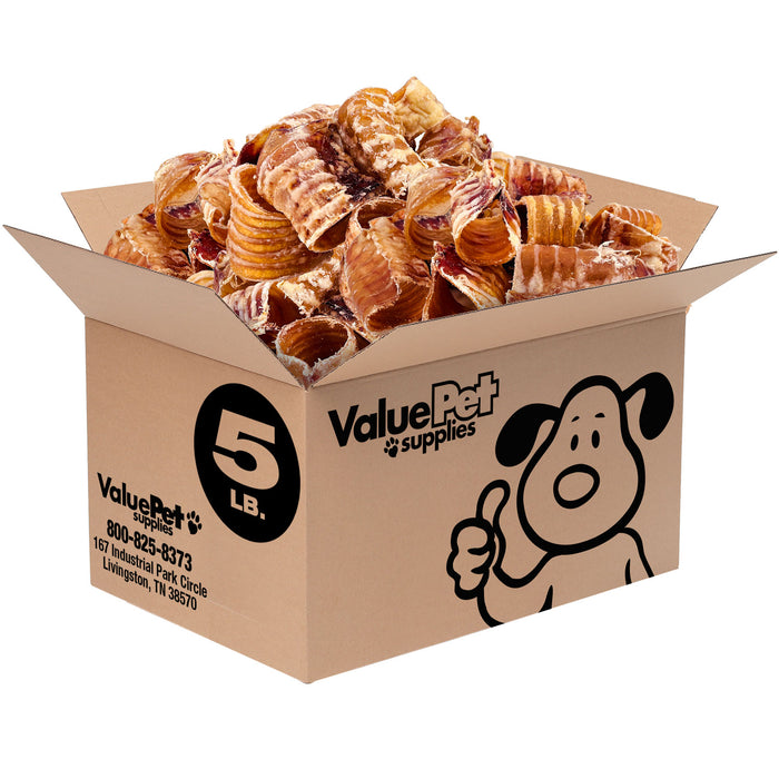 ValueBull USA Beef Trachea Bites for Small Dogs, 5 Pounds Bulk Pack - Bites - 5 Pound