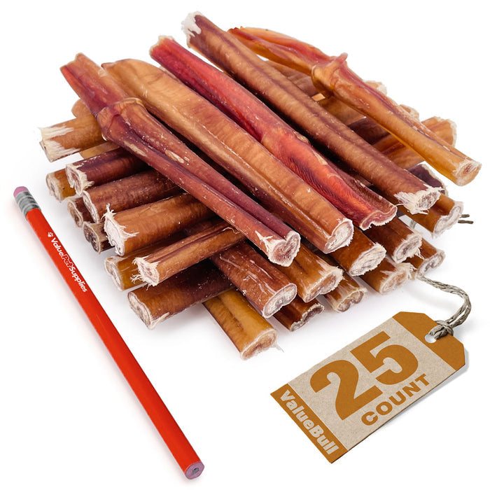 ValueBull USA Bully Sticks for Dogs, Medium 6 Inch, 25 Count - Medium - 25 Sticks