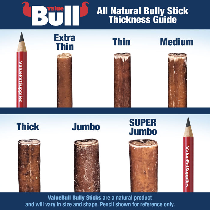 ValueBull USA Bully Sticks for Large Dogs, Jumbo 6 Inch, 50 Count