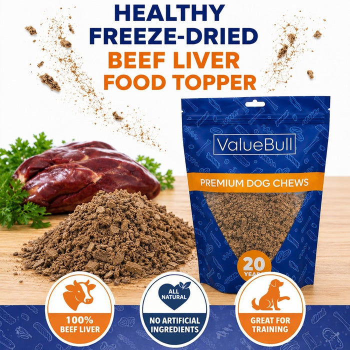 ValueBull USA Freeze Dried Beef Liver Food Topper for Dogs & Cats, 2 Pound - 2 - 2