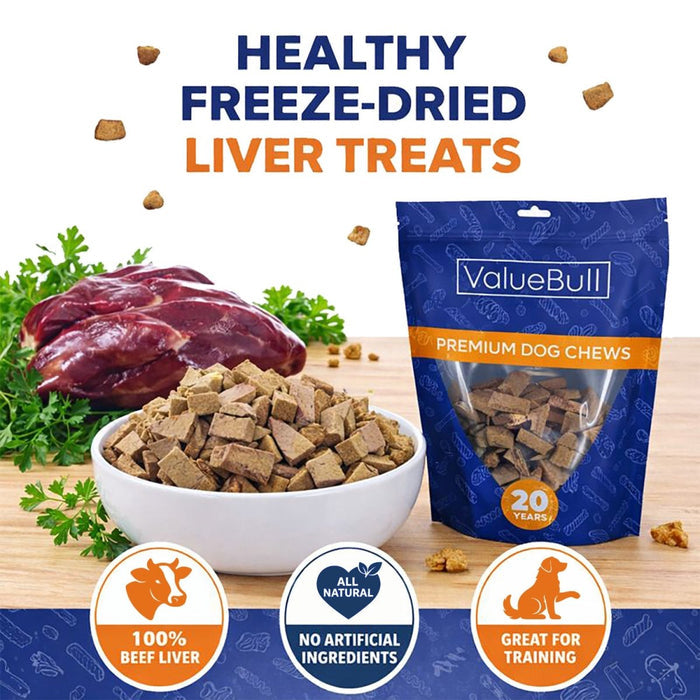 ValueBull USA Freeze Dried Beef Liver for Dogs & Cats, 1 Pound - Beef Liver - 1 Pound