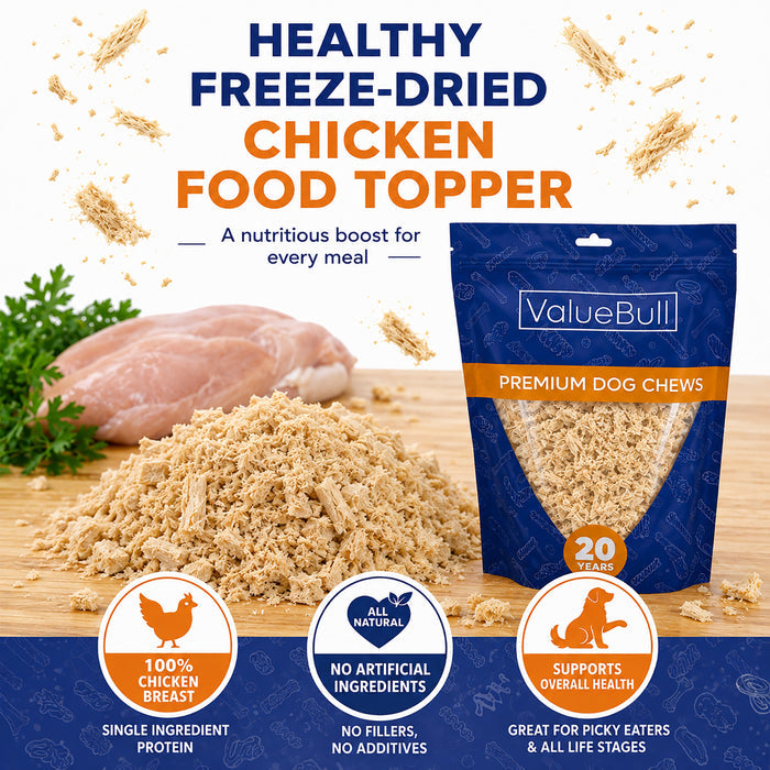 ValueBull USA Freeze Dried Chicken Breast Food Topper for Dogs & Cats, 4 Pound - 4