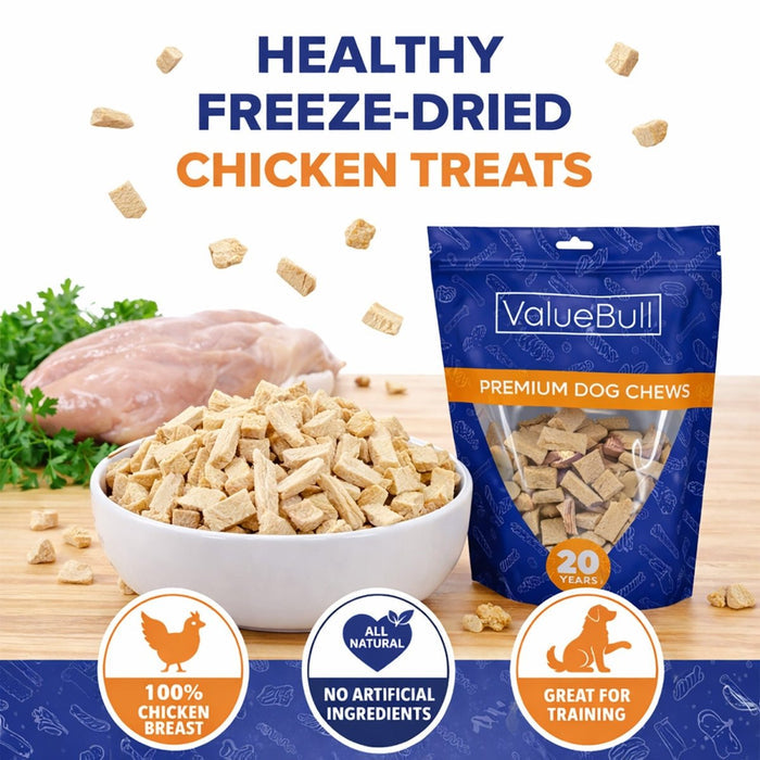 ValueBull USA Freeze Dried Chicken Breast for Dogs & Cats, 1 Pound - Breast - 1 Pound