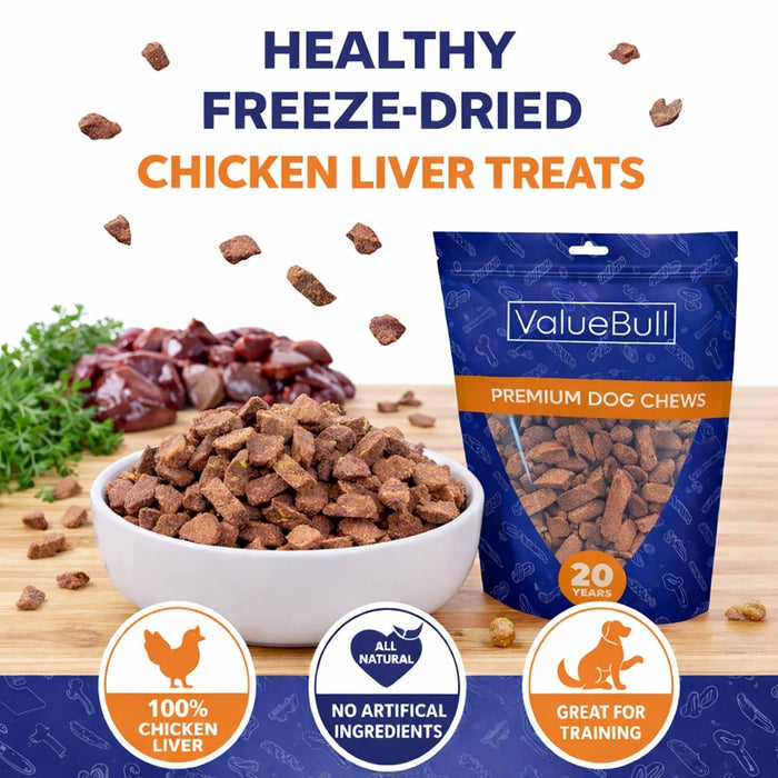 ValueBull USA Freeze Dried Chicken Liver for Dogs & Cats, 4 Pound - Liver - 4 Pound