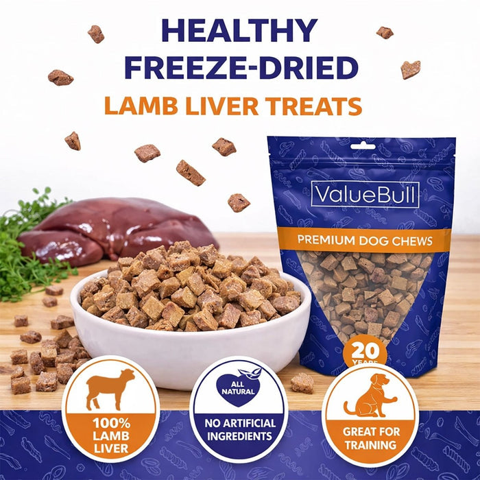 ValueBull USA Freeze Dried Lamb Liver for Dogs & Cats, 1 Pound - Lamb Liver - 1 Pound