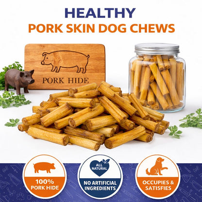 ValueBull USA Pork Hide Retriever Rolls for Dogs, 4 Inch Pig Skin Chews, 200 Count Bulk Pack - ValuePetSupplies