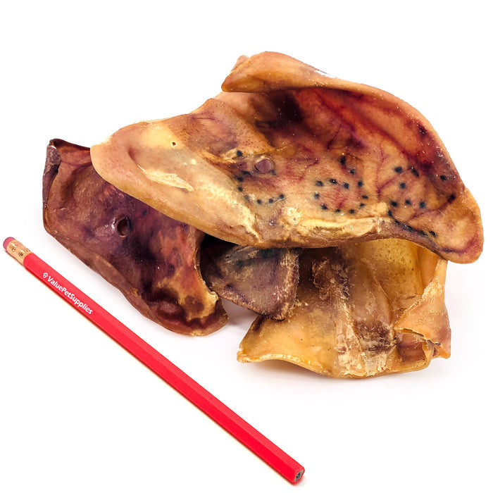 ValueBull Whole Pig Ears for Dogs, 100% Pork Chews, 50 Count Bulk Pack - Pork - 50 Ears