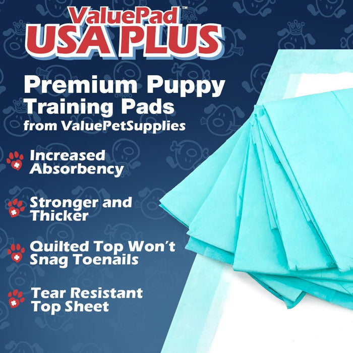 ValuePad USA Plus Puppy Pads, Large 28x30 Inch, 200 Count Bulk Pack - 200 Count,Large