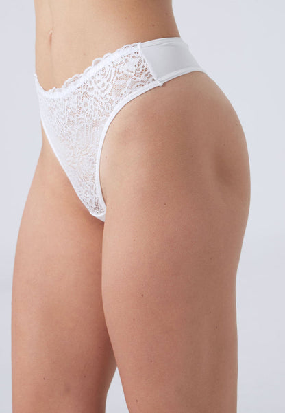 White Thong Panties with Lace Front (3pcs)