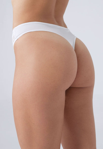 White Thong Panties with Lace Front(5 pcs)