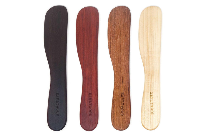 multicolored wood cheese knives set of 4 by Earlywood