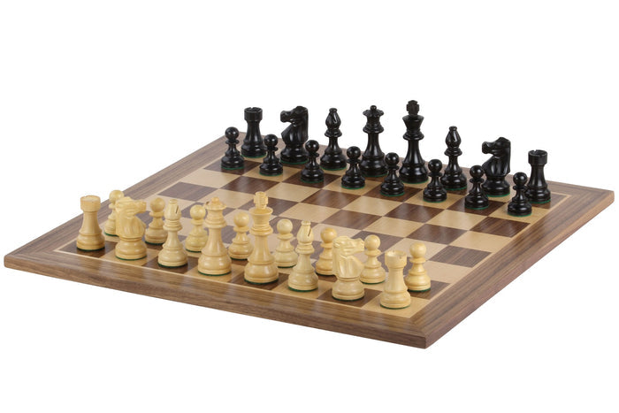 Zestaw szachowy French Lardy - szachownica orzechowa (pole 58 mm), figury (król 96 mm)