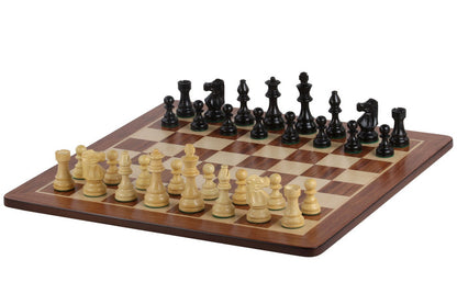 Zestaw szachowy French Lardy - szachownica padukowa (pole 58 mm), figury (król 96 mm)