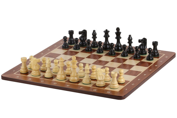Zestaw szachowy French Lardy - szachownica padukowa (pole 58 mm), figury (król 96 mm)