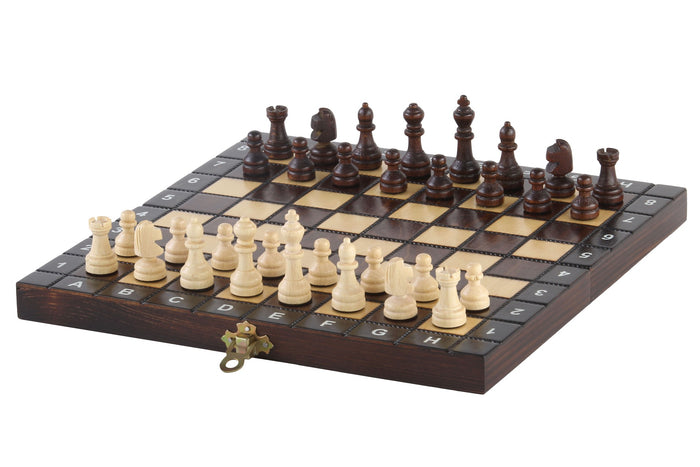 ZESTAW SZKOLNY DREWNIANY (28x28cm) - SZACHY + WARCABY + BACKGAMMON