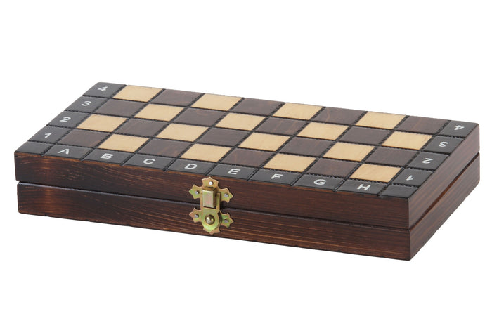 ZESTAW SZKOLNY DREWNIANY (28x28cm) - SZACHY + WARCABY + BACKGAMMON