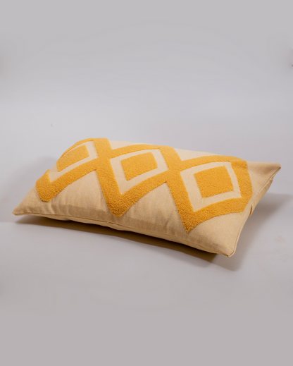Zigzag Embroidery Cushion Cover - Mustard & Blush